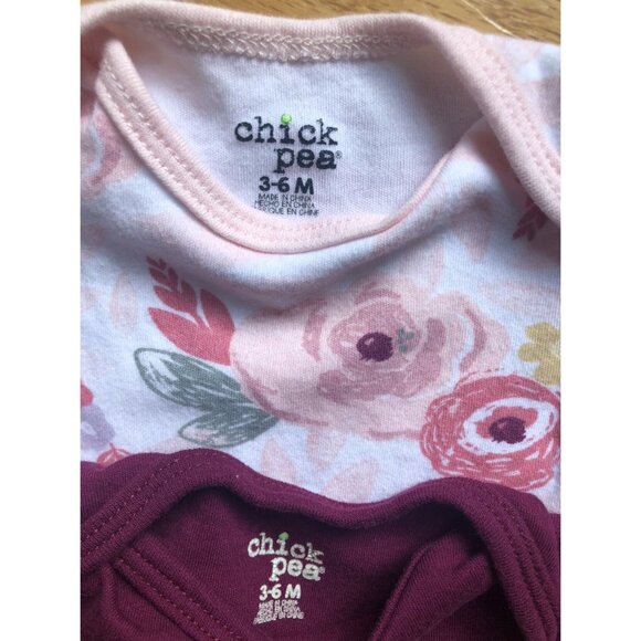 Chick Pea 2 3-6M Onesie Bundle Floral & Solid - Picture 2 of 3